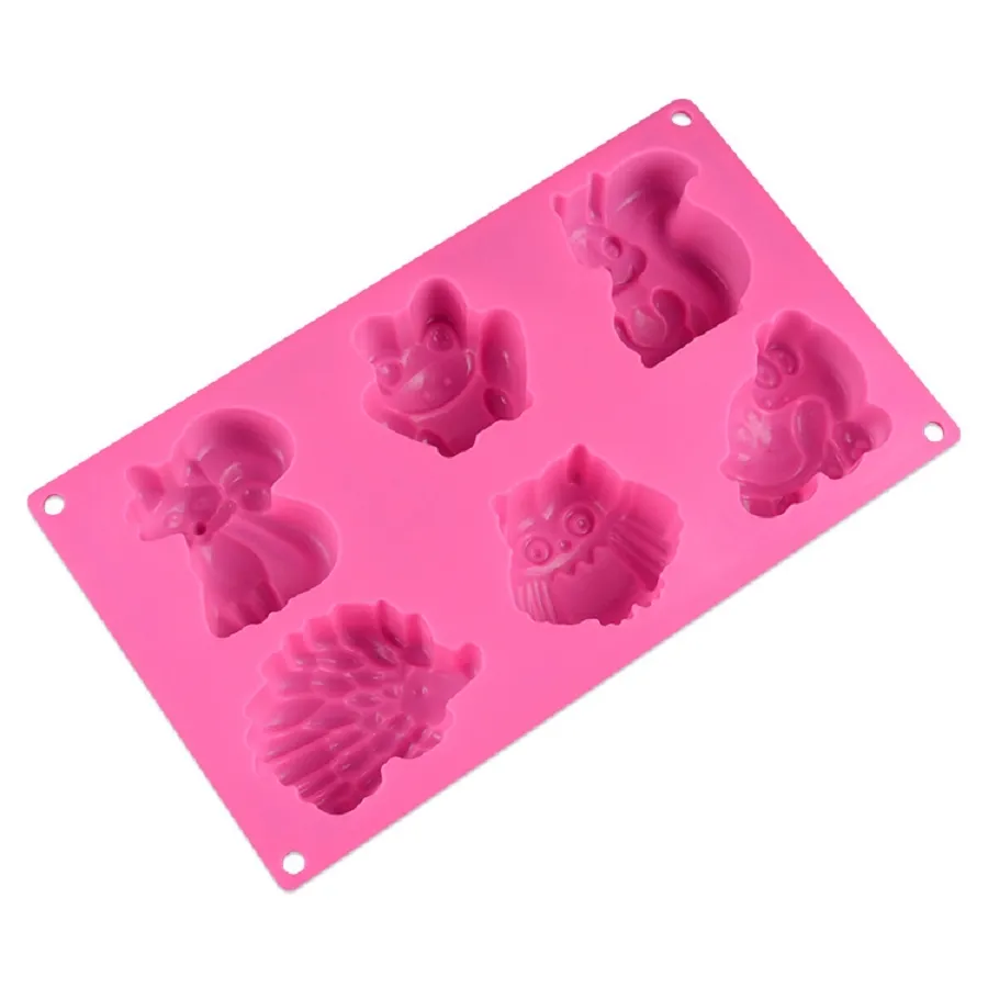 3d molde de silicone de chocolate diy bolo decoração ferramentas de cozimento de pequenos animais raposa coruja sapo molde de pastelaria cubo de gelo moldes de sabão cor aleatória