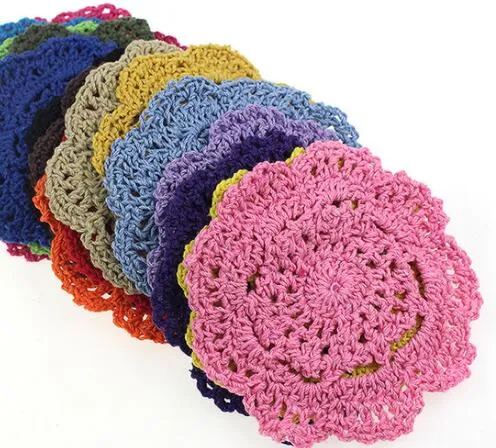 Vintage Diy Handmade 10cm Round Table Mat Crochet Coasters Zakka Doilies Cup Pad Props