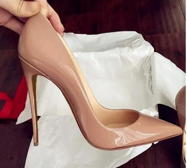 En Kalite 2018 Kadın Ayakkabı Kırmızı Dipler Yüksek Topuklu Seksi Noktalı Ayak Parça Kırmızı Sole 8cm 10cm 12cm Pompalar Gelinlik Ayakkabıları Çıplak Siyah Parlak 688
