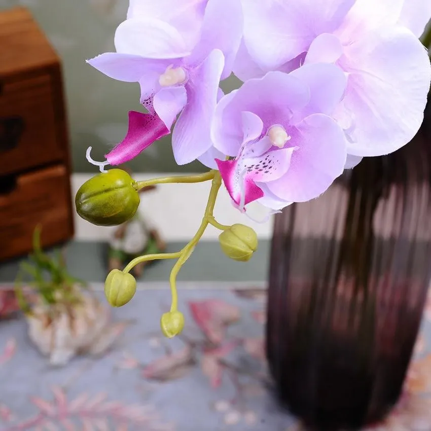 Silk Single Stem Orchid 78cm/30.71" Length Artificial Flowers Mini Phalaenopsis Butterfly Orchids Pink/Cream/Fuchsia/Blue/Green Color