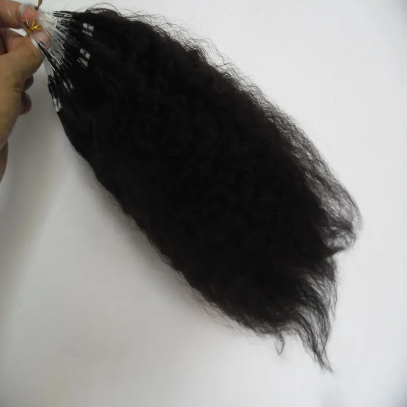 coarse yaki micro loop human hair extensions 100g/pcs kinky straight micro loop ring hair extensions