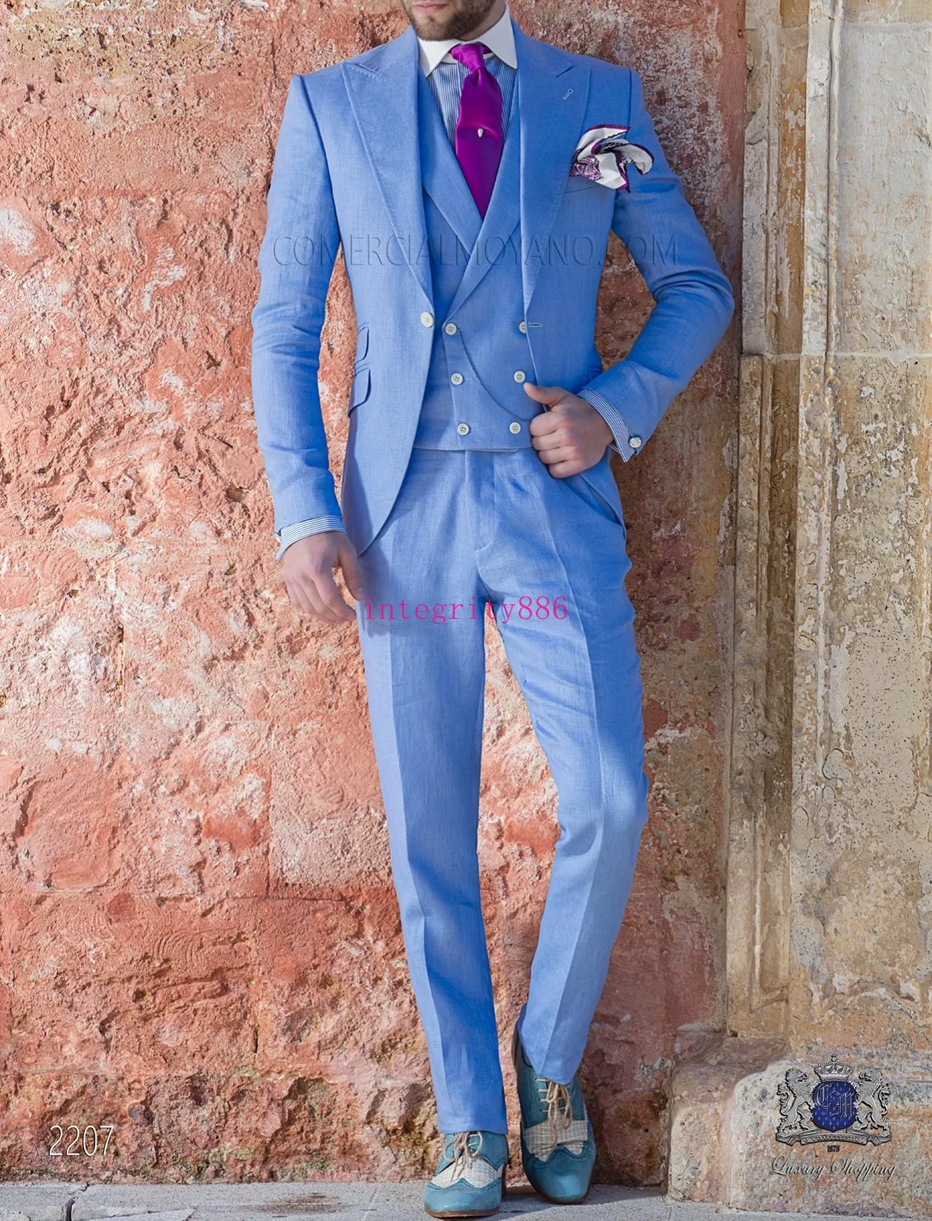 Sky Blue Men's 3-Piece Suit: Fashionable Wedding Tuxedo, Slim Fit Prom  Blazer for Business Dinners Includes Jacket, Pants, Vest Tie