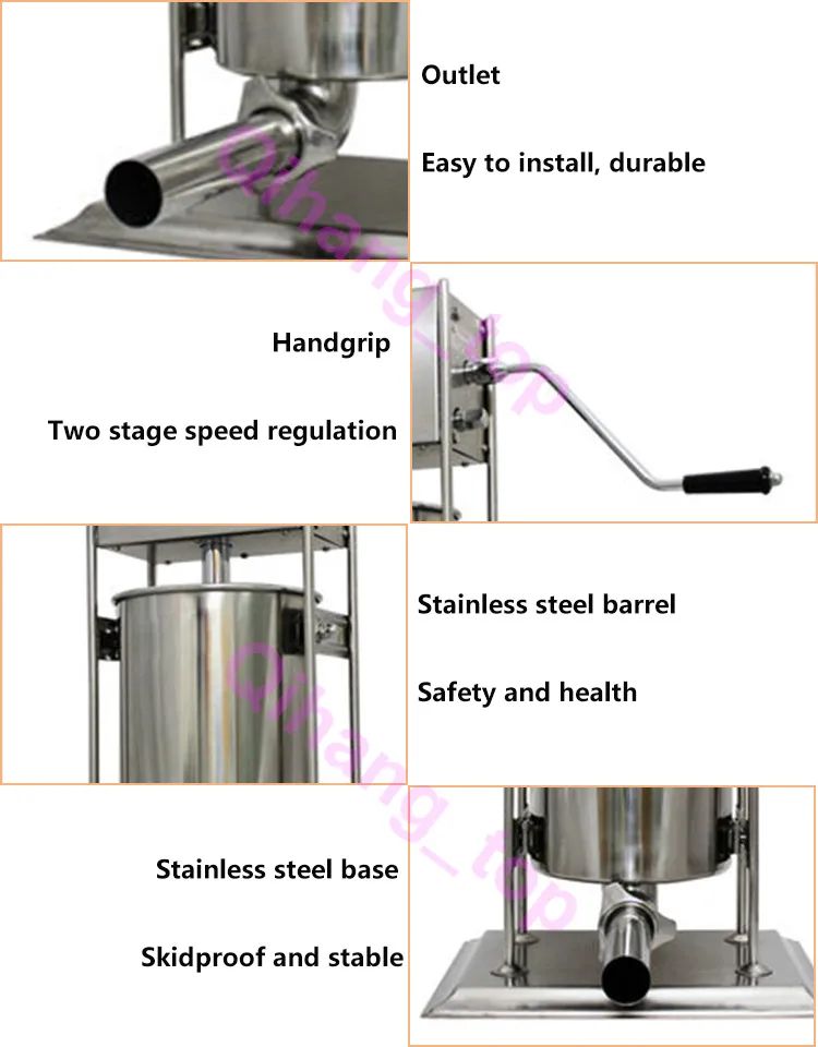 Manual de Qihang_top 15L aço inoxidável Vertical Salsicha Filler Stuffer Preço, Casa Salsicha que faz a máquina Venda