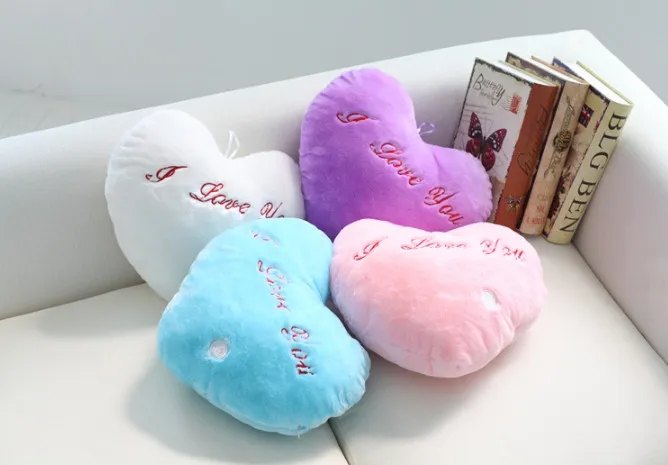 Colorful LED Flash Light Heart Shaped Pillow Plush Stuffed Toys Size 3630 cm Star Gift For Valentine039s Day Gift Stuffed Pl8743088