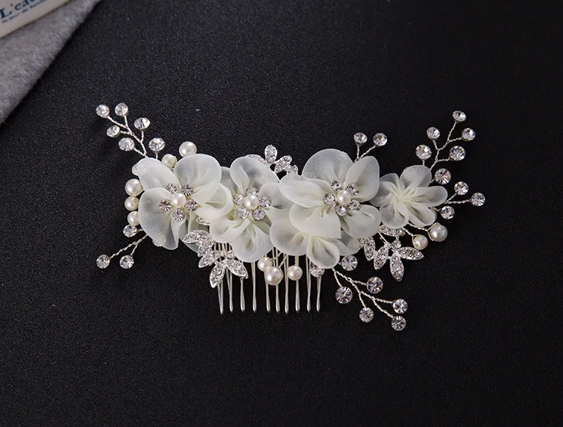 Bridal Wedding Hair Combs for Bride Pearls Crystal Bridal Hair Bands Party Bridal Headpieces Silk Flowers Headdress Hair Jewelry Accessories