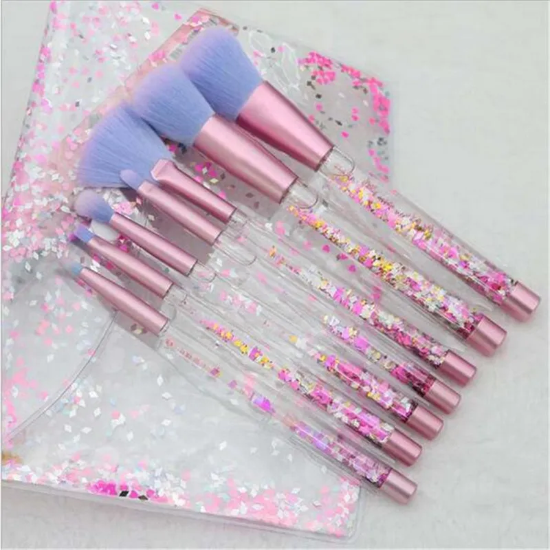 7pc Glitter Crystal Makeup Brush Set Diamond Pro Highlighter Brushes Concealer Make Up Brush Gift DHL free shipping