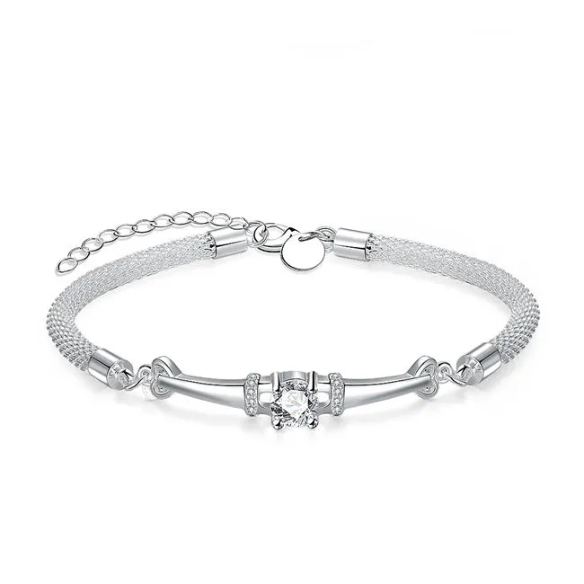Lås kedja av kvinnligt pagoden sterling silverpläterad armband; Top Sale Mode Män och Kvinnor 925 Silver Bracelet SPB382
