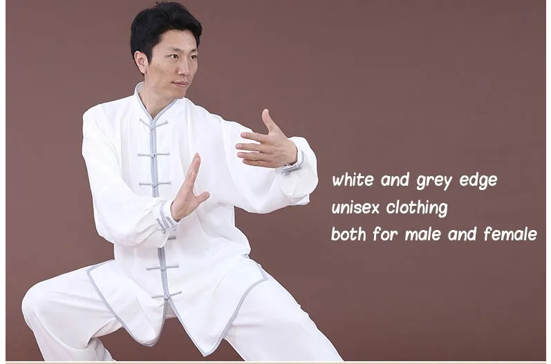 Roupas de tai chi com borda colorida, mangas compridas, para homens e mulheres, uniformes de kung fu chinês 6793156