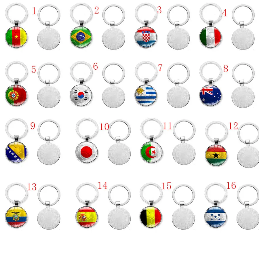 2018 Football Keychain Football Match Key Buckle Metal Country Flag Soccer Fans Souvenir Gift C4123