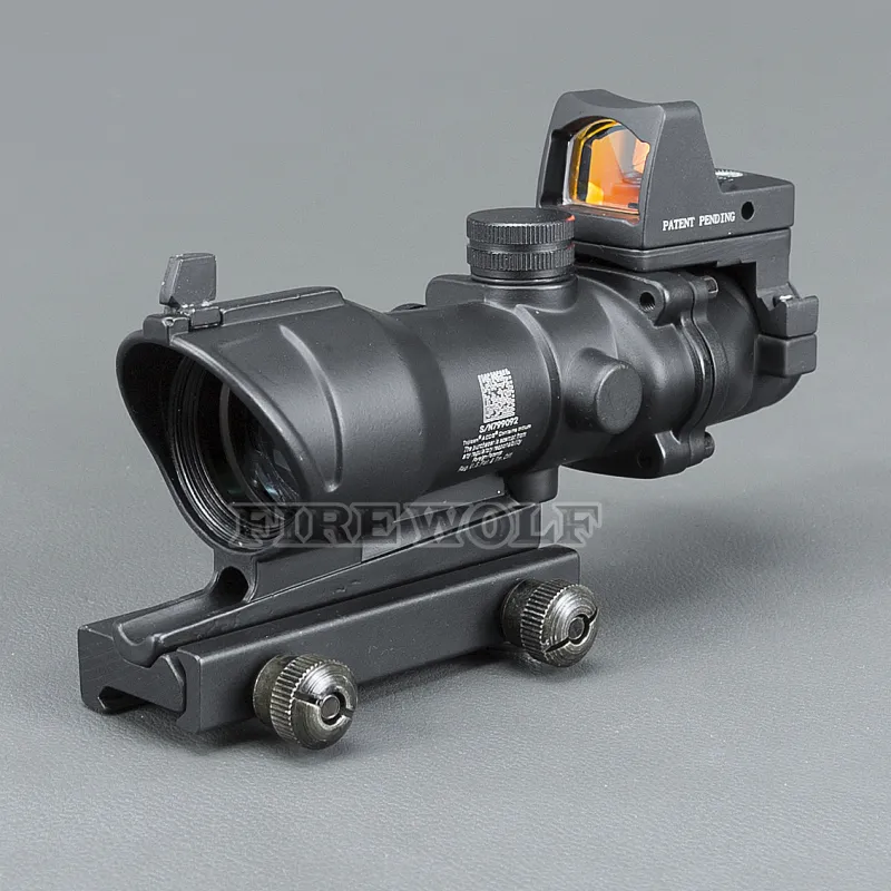 Trijicon ACOG Stijl 4x32 Scope met Docter Mini Red Dot Light Sensor Zwart voor Jacht GRATIS VERZENDING