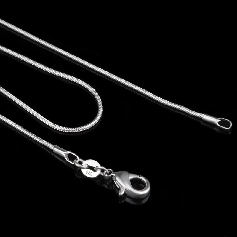 925 Sterling Silver Plated Snake Chain Halsband Hummer Clasps Kedjor Smycken Halsband 1mm 16Inch --- 24 tums bröllop