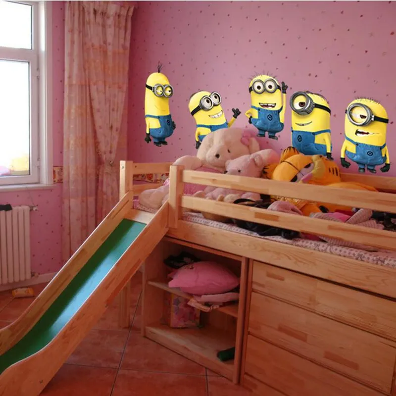 2017 New Minions Movie Wall Stickers for Kids Room Decorations Home Home Decorations DIY PVC Cartoon Scons Children Mift 3D Arts Arts Posters4518495