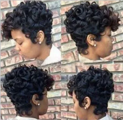 Бразильская девственная человеческие волосы нет кружевные передние парики бездаковые короткие бобы, сделанные париками волнистыми для чернокожих женщин