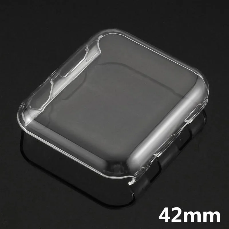Для Apple Watch Case PC Прозрачная защитная крышка для серии IWATCH 5 4 3 2 45 мм 41 мм 44 мм 40 мм 42 мм 38 мм передних крытых чехлов