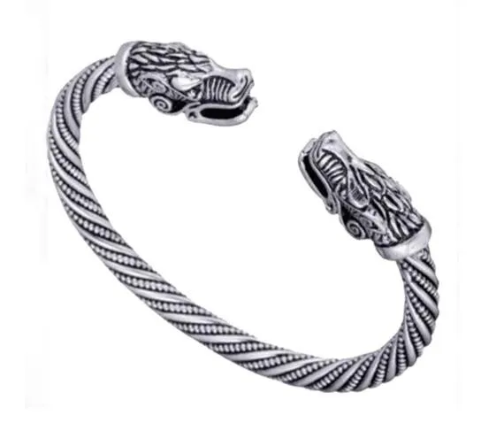 Hot Style Chinese Dragon Head Domotie Open Bangle Bangle Men and Women Personality Armband Geschenken