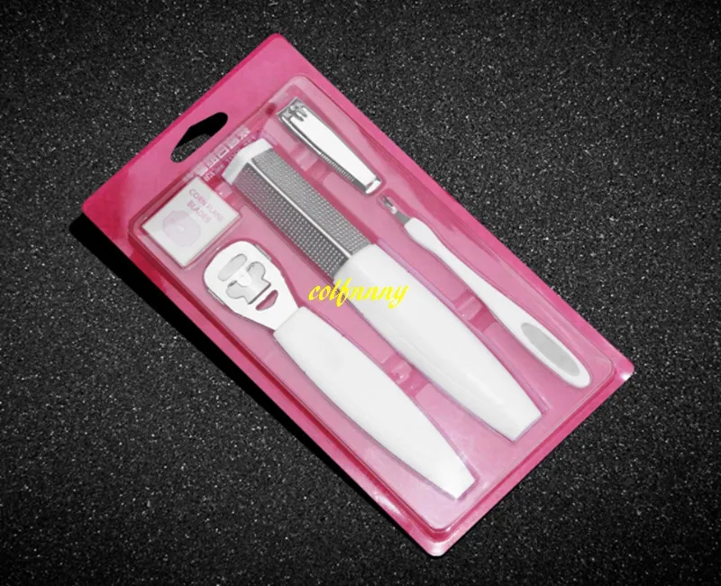 50sets/lot 4pcs/set Pedicure tools Nail clipper Skin file Rubbing board Grinder Exfoliating calluses Dead Skin Remove Tool