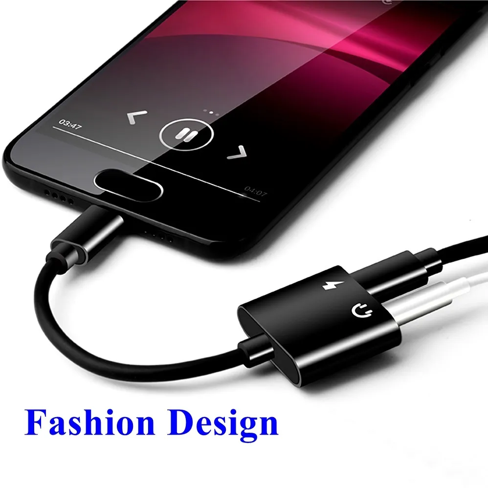 2 IN 1 Type C Aux Audio Cable Adapter USB Type C to 3.5mm Earphone Jack Charge Adapter For Samsung Smart phone 