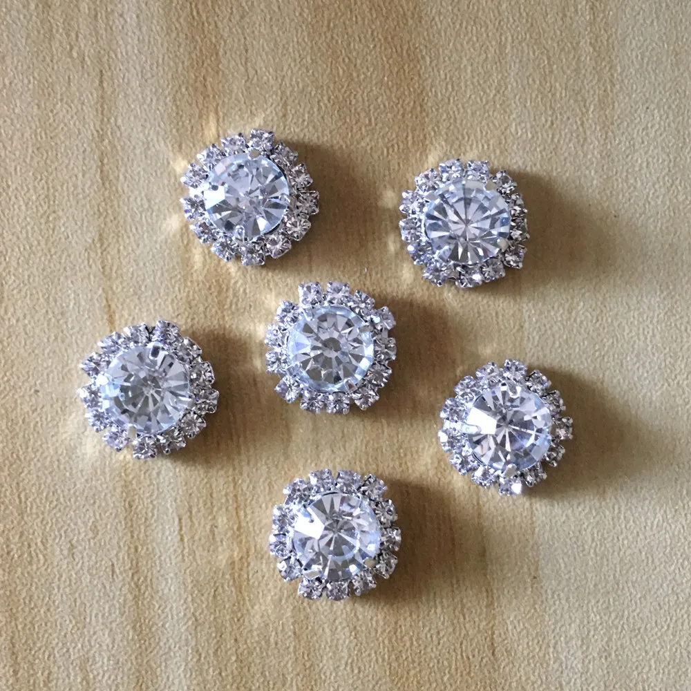 Factory Silver Tone Clear Crystal Rhinestone DIY Embellishments Flatback Buttons Hair Accessories Decoration294p