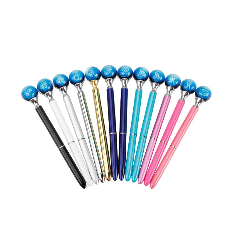 Novel Constellation Crystal Ball Ballpoint Pen Black Ink Back to School Gift Writing Supplies Luxury Pen WJ017
