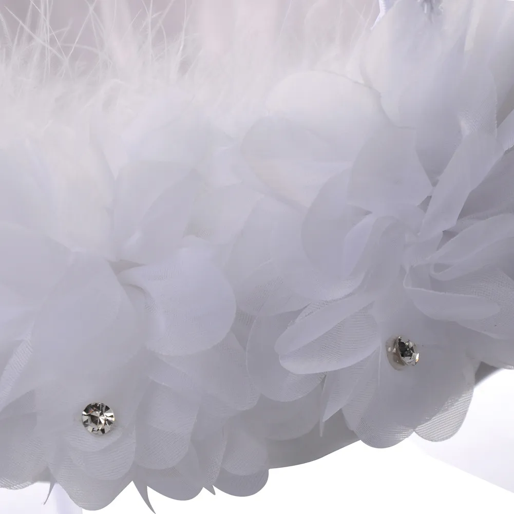 Белое страусистое перо цветка цветочниц элегантная круглая шелковая цветочная корзина Свадебная фальшивка свадебные аксессуары new253t