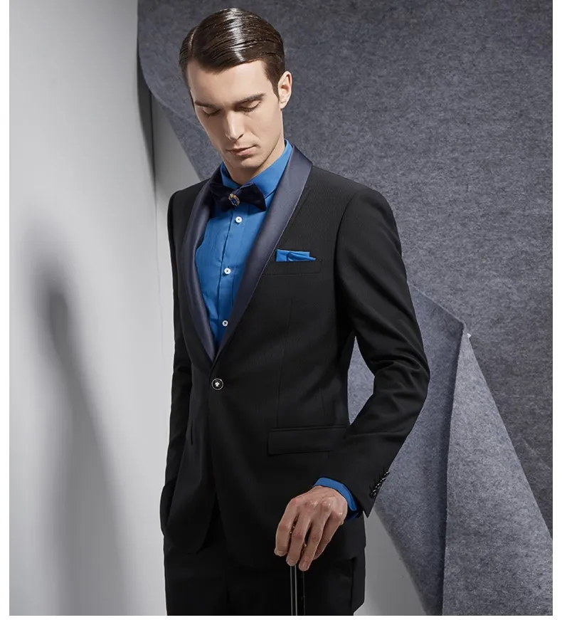 Men's Wedding - Prom Event Bruno Black  1 Button Shawl Lapel Suit main image 1