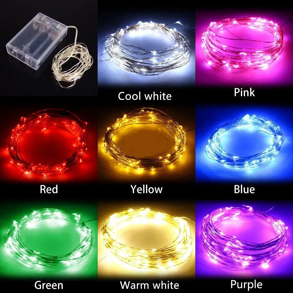 LED Cordes 9 Couleur 5M 50leds Fée Lumières De Noël Lampe À Piles Décoratif éclairage chaîne Perles DC Vacances