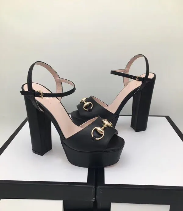 2023 new women's fashion rough with sandals buckle with simple open-toed student heels, women's high heels