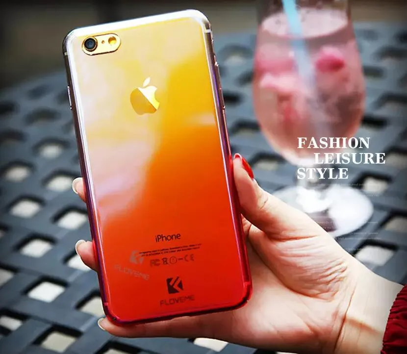 التدرج الصلب pc حالة الهاتف لآيفون 6 7 8 زائد غطاء الأزرق راي بريق القضية ل iphone x s7 s8 s9 زائد