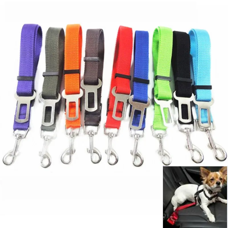 Hond Auto Veiligheid Seat Riem Verstelbare Intrekbare Nylon Huisdieren Puppy Hond Seat Lireats Harnas Voertuig Veilige Riem 10 Kleuren DHL SCHIP HH7-1771