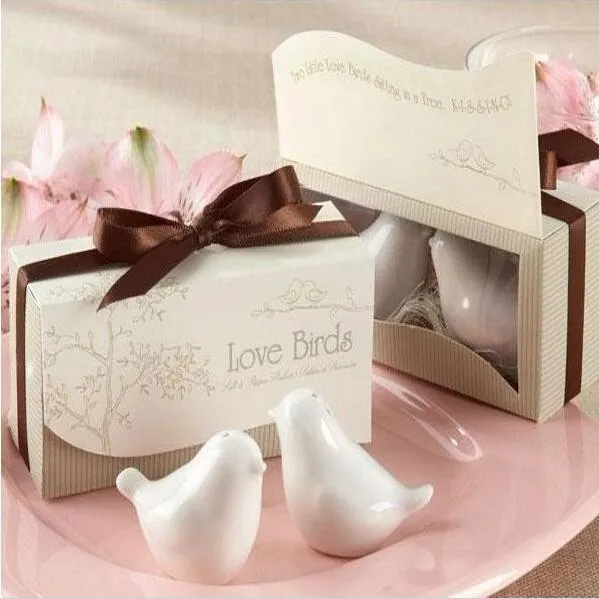 Wedding Favors and Gifts Love Birds Ceramic Salt & Pepper Shakers Caster Wedding Supplies Souvenirs Wedding Gifts For Guests Kitchen Tools