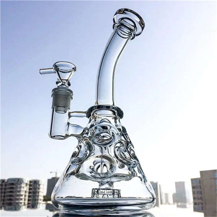 Fab ägg bongs återvinningsglas DAB riggar liten bägare Bong 9 tums mini oljeplattor Vattenrör Showhead Perc Olator Clear Waterpipe MFE09