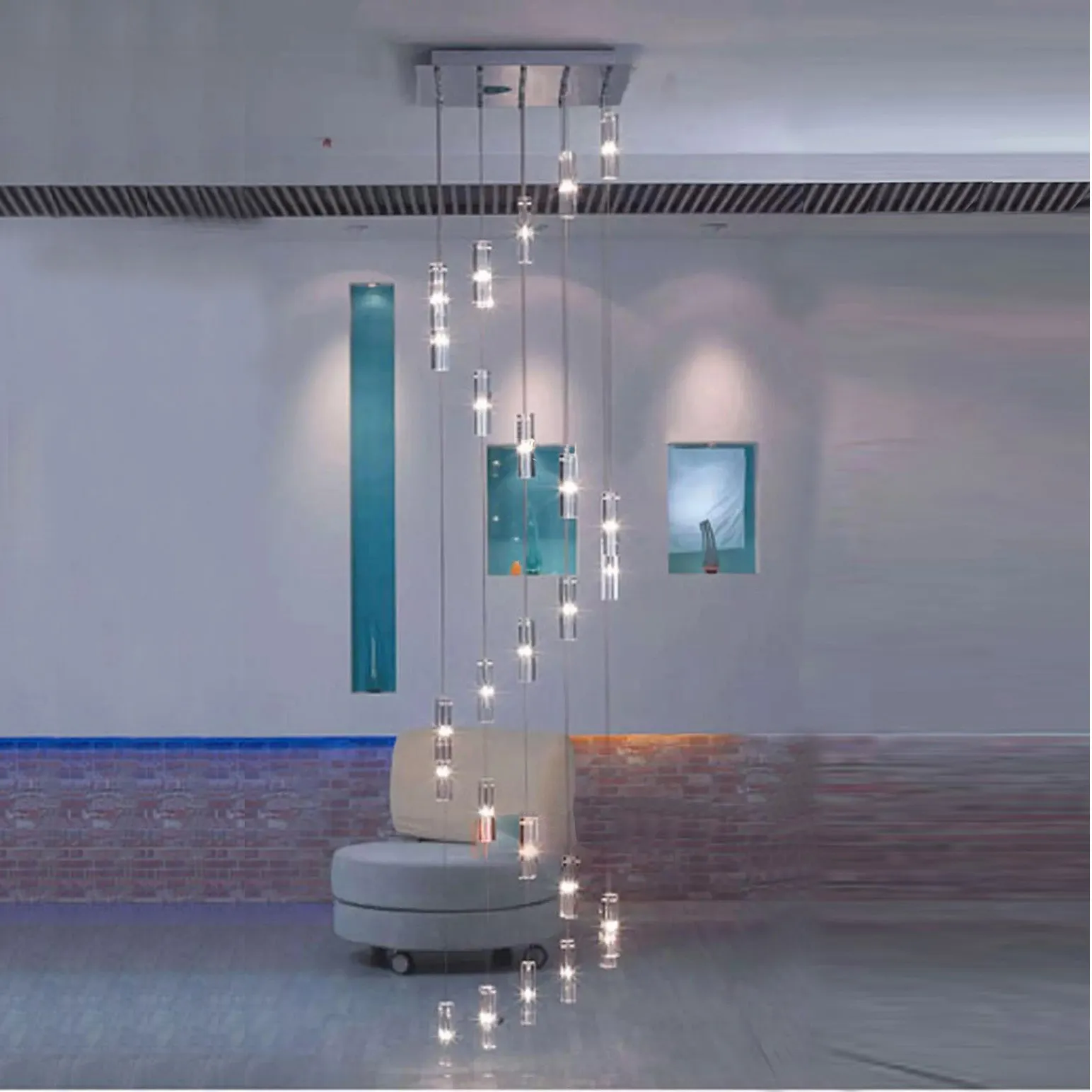 ZG8065 LED クリスタルシャンデリア モダンな螺旋階段の照明器具 を