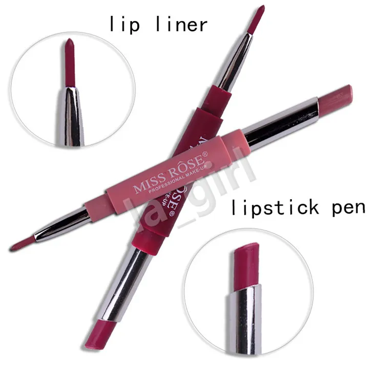 Miss Rose 2 in 1 Rossetto Opaco Rossetto Opaco Matita con Labbra Liner i Nudo Red Velvet Doppio Rossetto Utile