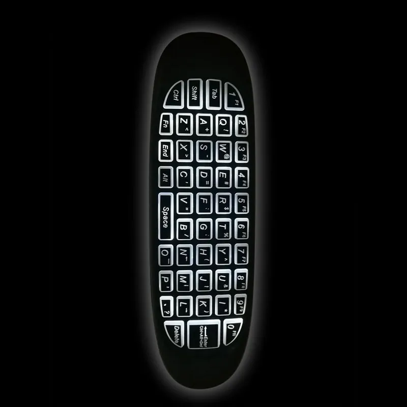 C120 rétro-éclairage Fly Air Mouse 24 GHz clavier sans fil 6 axes Gyroscope jeu poignée télécommande pour Android TV BOX Backlit2447639