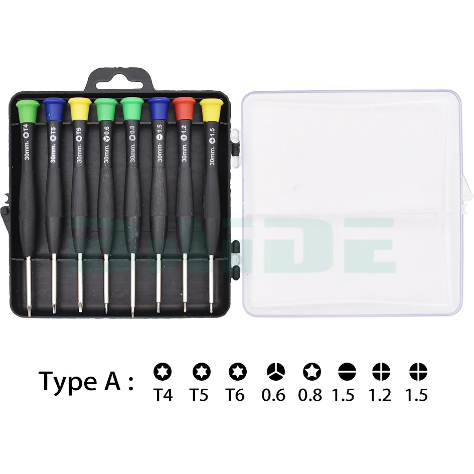 Nuovo set di cacciaviti Mini Torx multifunzione 8 in 1 professionale Set di strumenti per la riparazione del telefono cellulare Kit per utensili manuali per cellulari