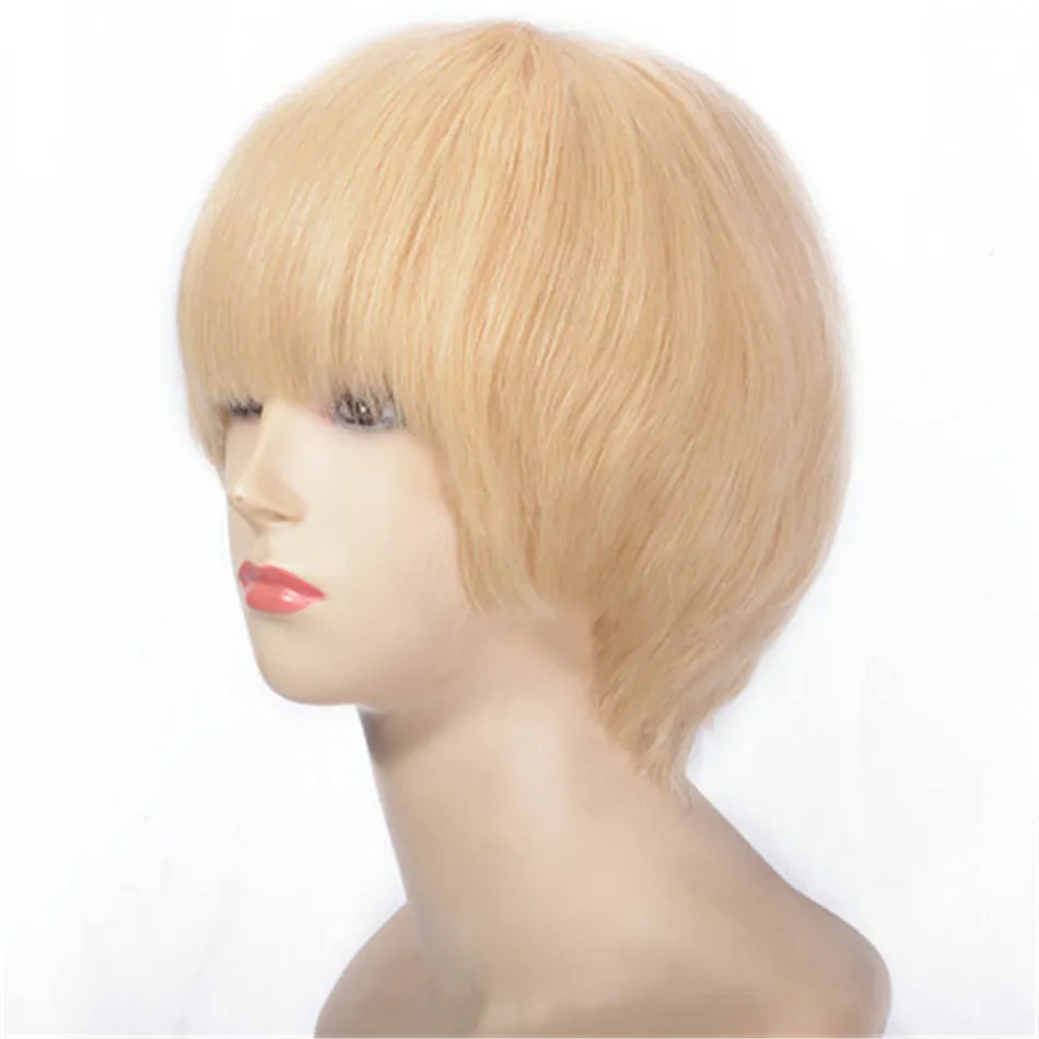 Short Human Hair Wigs for Women 8 inch 613 Blonde Brazilian Hair Straight Lace Front Wig Pre Plucked4433658