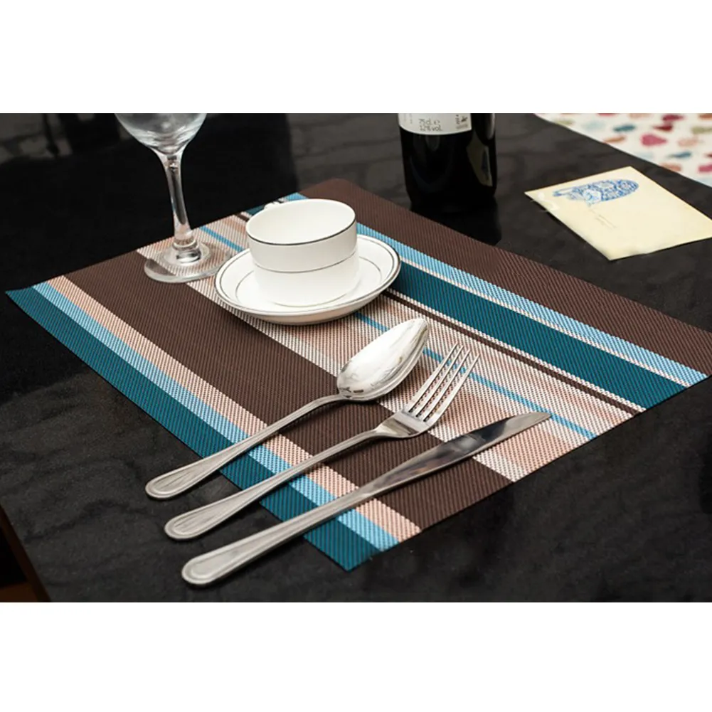 PVC Kitchen Dinning Stripe Table Placemats for Table Mat Manteles Doilies Cup Mats Coaster Pad 45*30cm c444