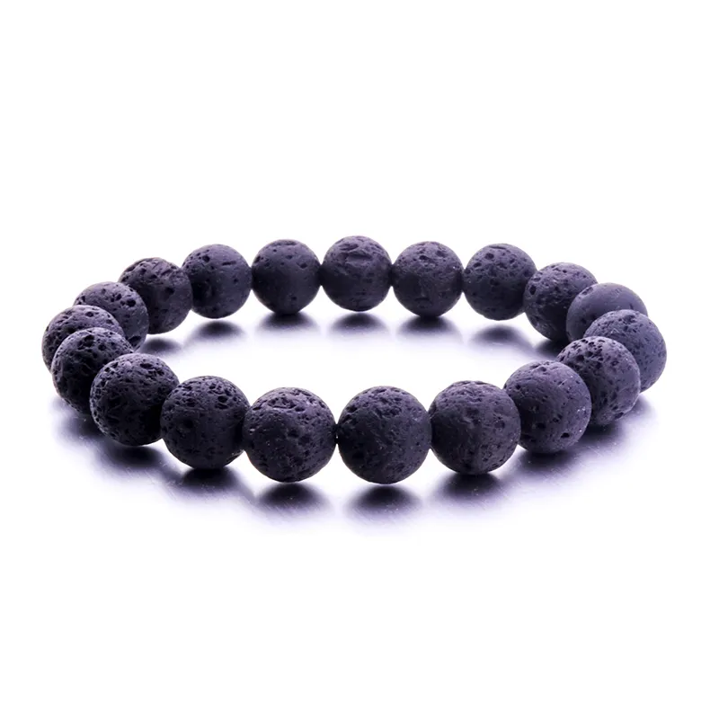 Einfaches 10 mm schwarzes Lavastein-Perlenarmband, Aromatherapie-Diffusor-Armband für ätherische Öle für Damen und Herren