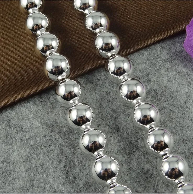 Livraison gratuite avec numéro de suivi Meilleur NOUVEAU 925 ARGENT STERLING 4MM 6MM 8MM 10MM Sliver Solid Ball CHAÎNES RONDES COLLIERS BIJOUX HJ189