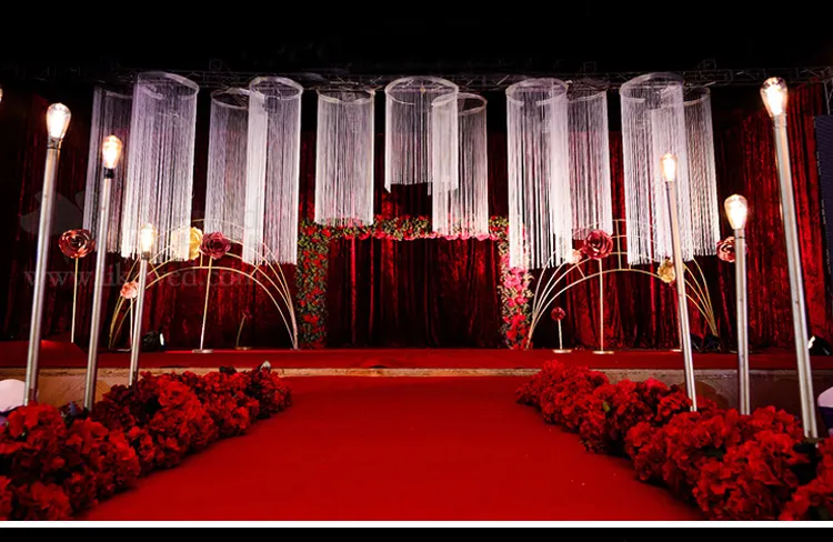 Design sofisticado decoração de teto roda gigante anel de suspensão com linha flacidez cortina argola guirlanda para decoração de festa de casamento adereços 1938657