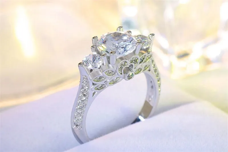 YHAMNI Original Creative Women Ring Natural 925 Sterling Silver Rings Set Cubic Zirconia Diamond Fine Smycken Ringar för kvinnor XR066