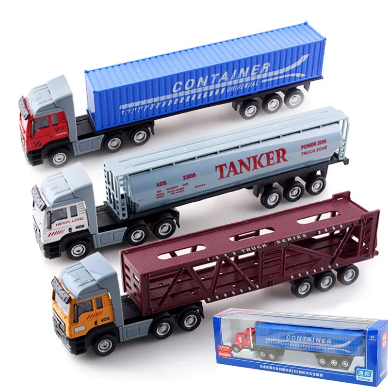 Diecast Car Model Boy Toy Transport Vehicle Freight Trucks Container Ca Kid Toys Fuel Truck Tanker American Style& European Trucks Kids Birthday Christmas Gift