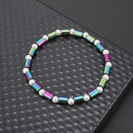Chaude chaîne d'été pied chaîne de cheville saine Bracelet coloré perles magnétiques hématite charme de perle blanche cheville pour les femmes