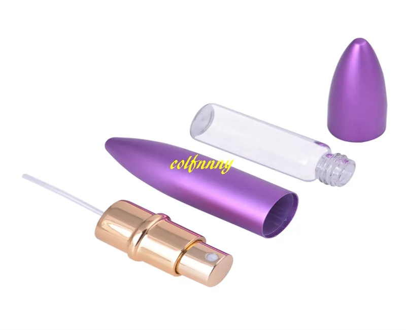 100 sztuk / partia 6ml Bullet Perfumy Butelka Pusta Bezpłatna Szkło aluminiowe Kosmetyczne Makeup Butelki Szklane Zapach Fiolki