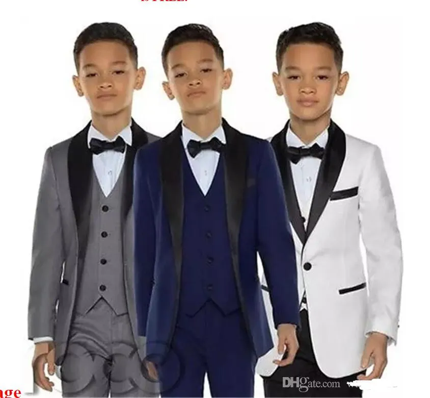 GRAY Boys Tuxedo Boys Dinner Suits Three Piece Boys Black Shawl Lapel Formal Suit Tuxedo for Kids Tuxedo