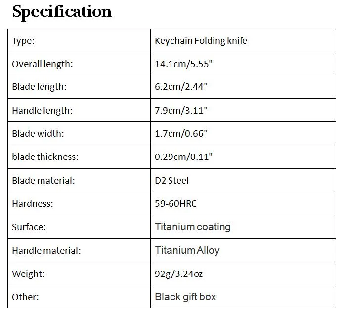 새로운 미니 작은 키 체인 접는 나이프 D2 티타늄 피니쉬 블레이드 TC4 티타늄 핸들 EDC 포켓 접는 나이프