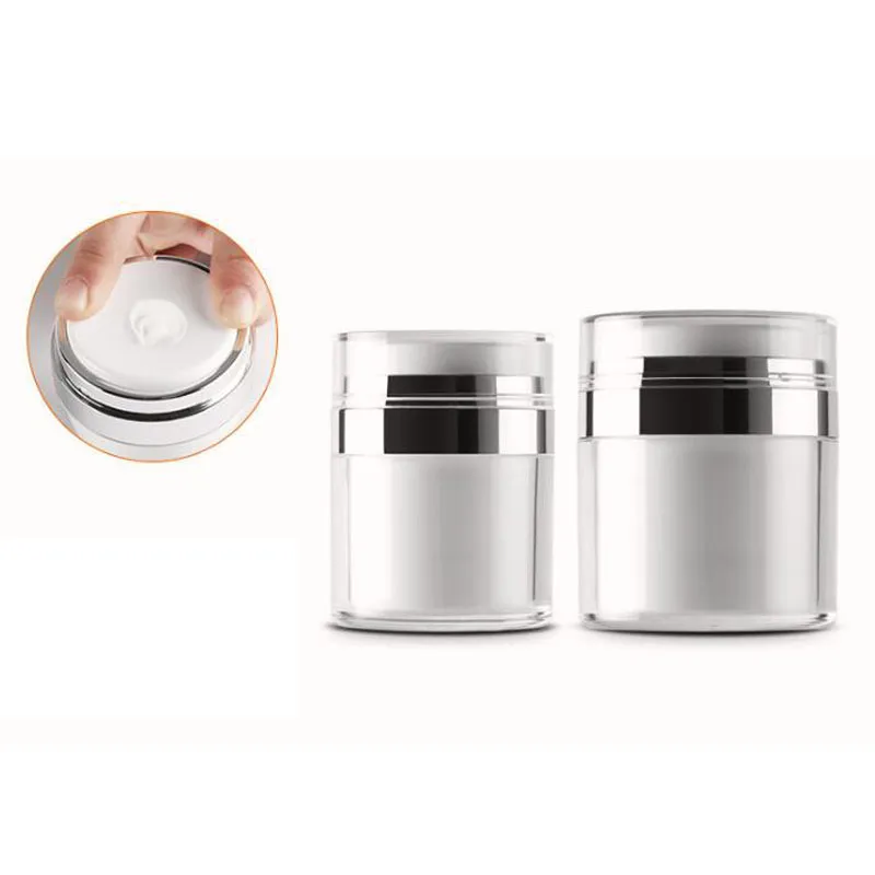 50g/50ML Airless Acrylic Cream Jar Round Vacuum Cream Bottle Cosmetic Makeup Jars Packing Pump Bottle QW7469