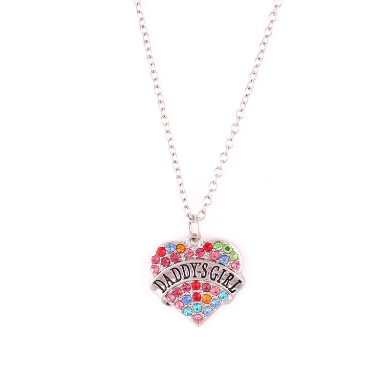 Collana a cuore per donna DADDY'S GIRL scritta con cristalli colorati Regalo adatto per la figlia Lega di zinco Fornire Dropshipping