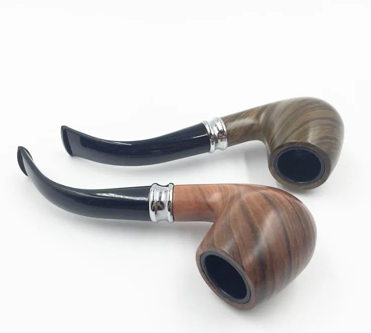 Imitation wood double color pipe bending type wooden pipe fittings cigarette smoking