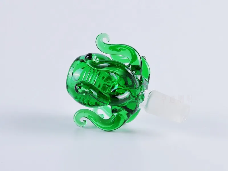 Ciotole in vetro Pyrex spesso stile con ciotola polpo verde 14mm 18mm ciotola maschio narghilè Accessori fumatori spedizione gratuita